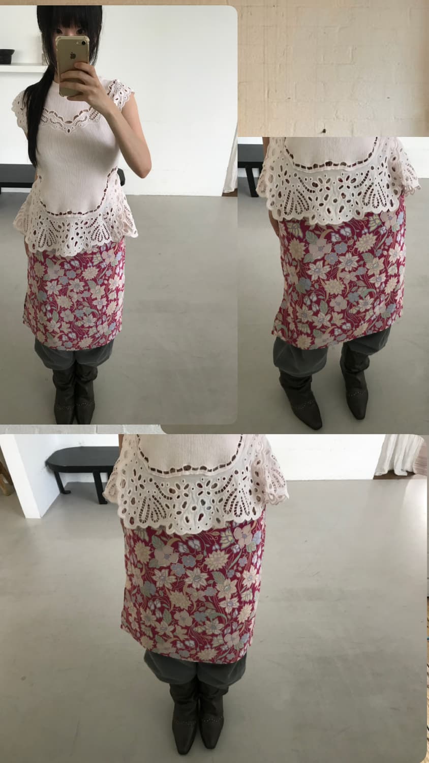 vintage pink pattern skirt 상품이미지8