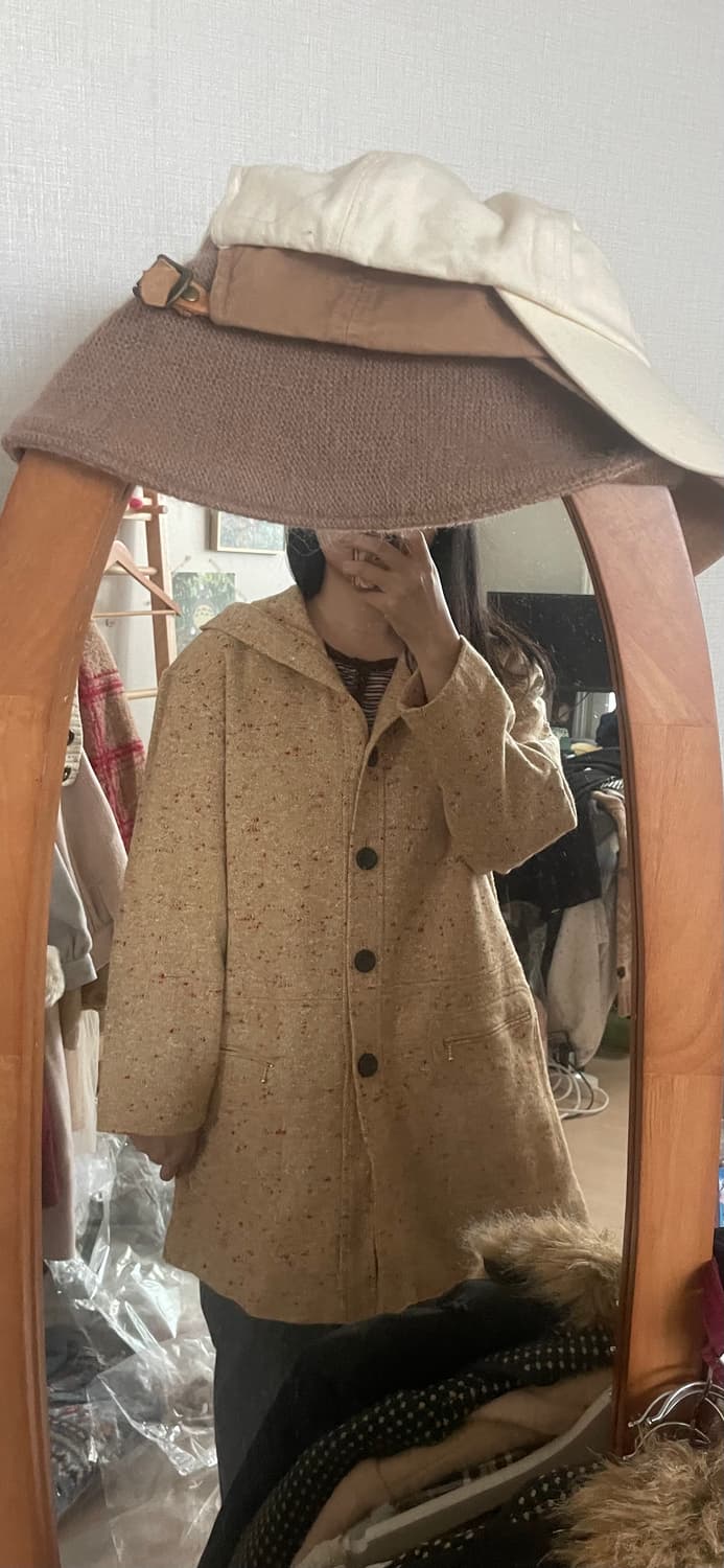 모리걸 빈티지 울 후드 코트💛🧡 상품이미지4