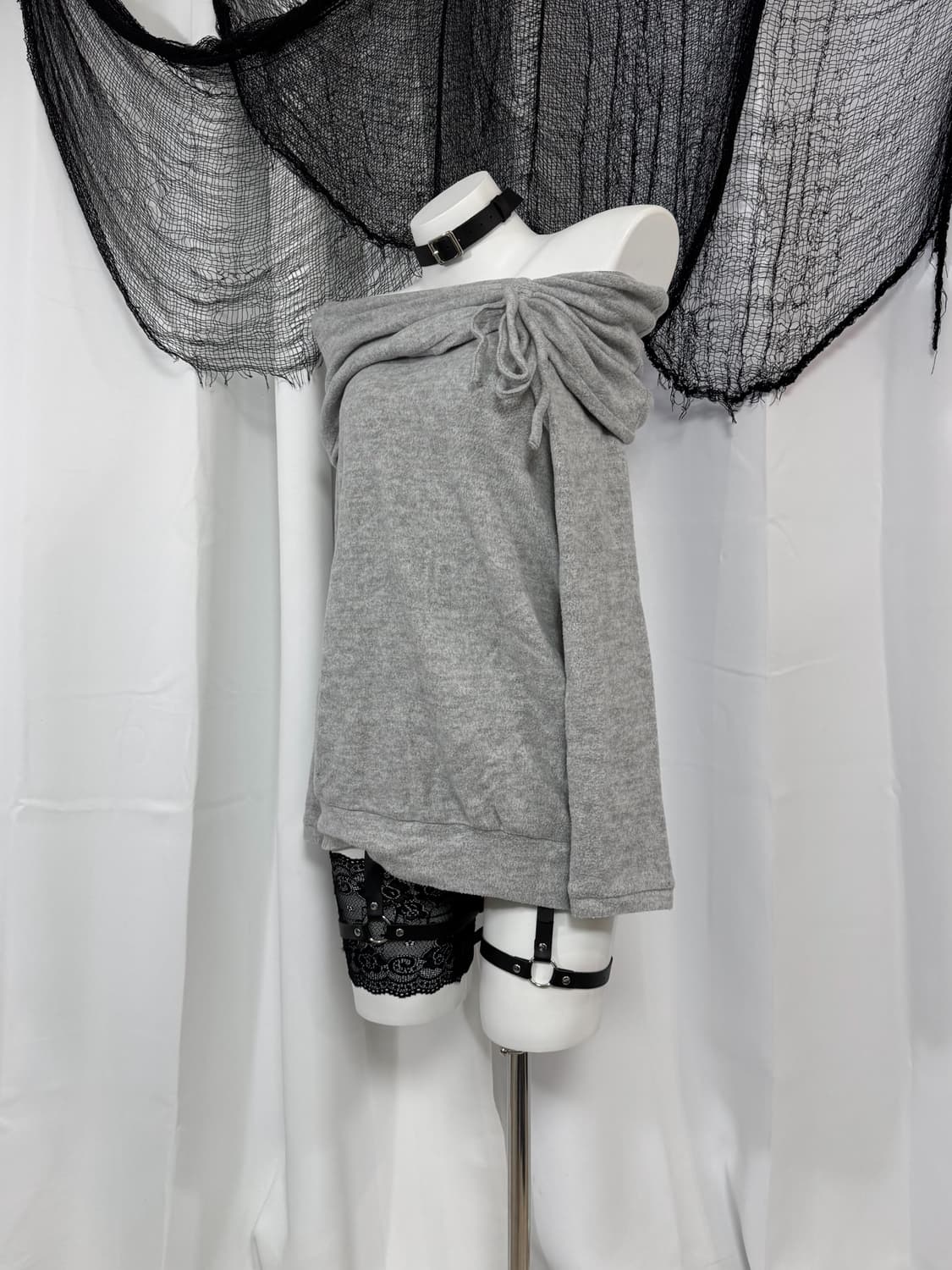 gray off shoulder knit 상품이미지3