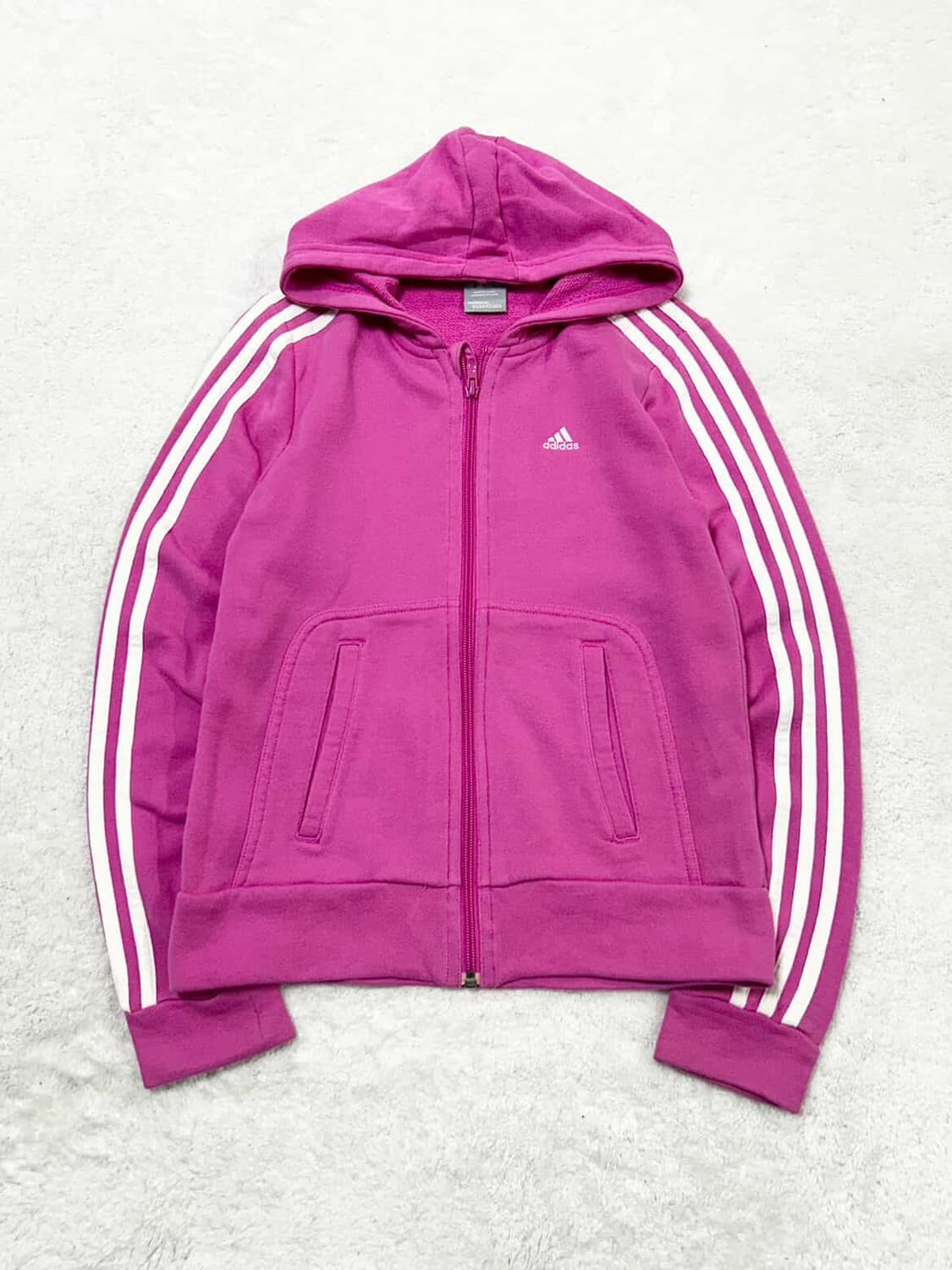아디다스 자수로고 핑크 삼선 후드집업 상품이미지5