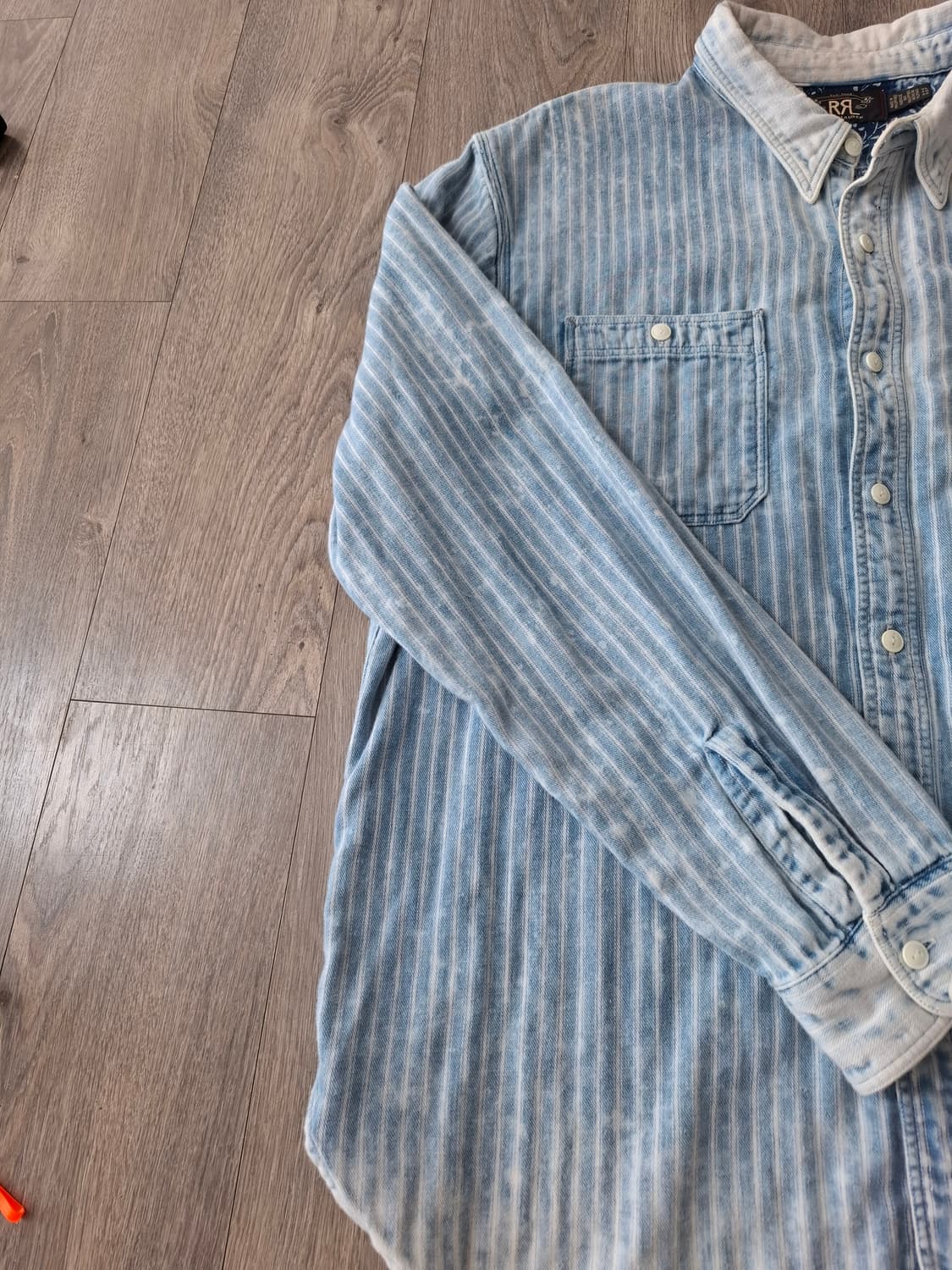 XL RRL 더블알엘 인디고 스트라이프 더블 페이스 워크셔츠 상품이미지5