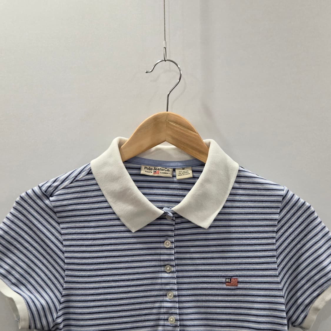 폴로진스 우먼 코튼 카라 스트라이프 반팔티 M 상품이미지2