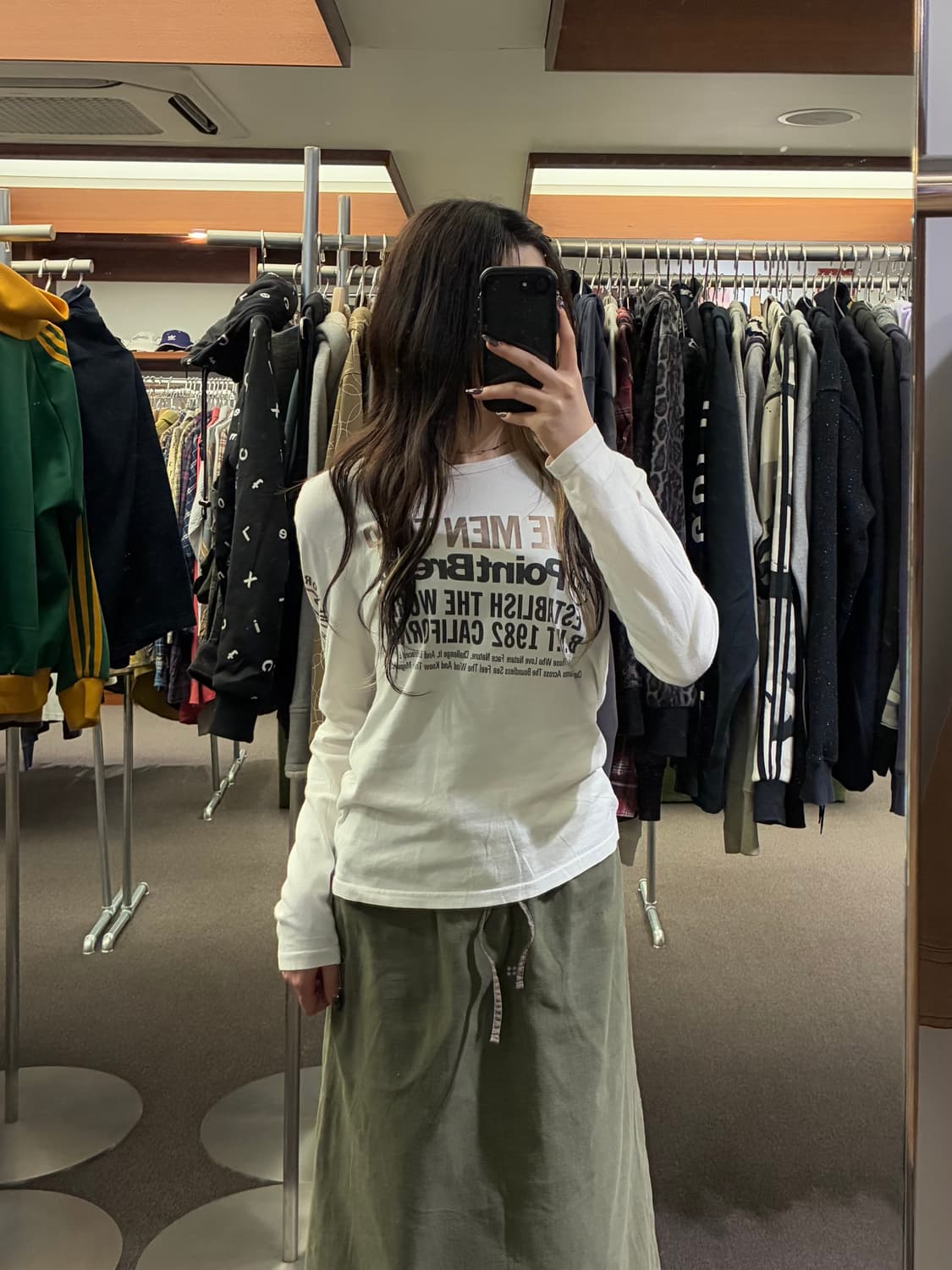 M)Japanese vintage 여성 프린팅 화이트 롱슬리브 상품이미지1