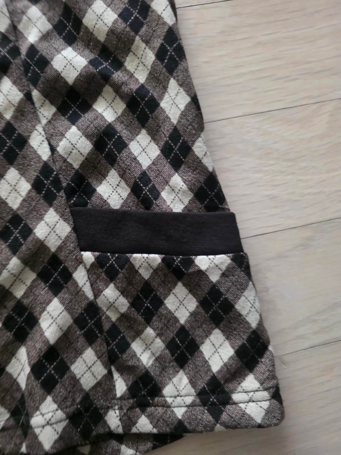 빈티지 갈색 체크 모리 조끼 셔링 상품이미지3