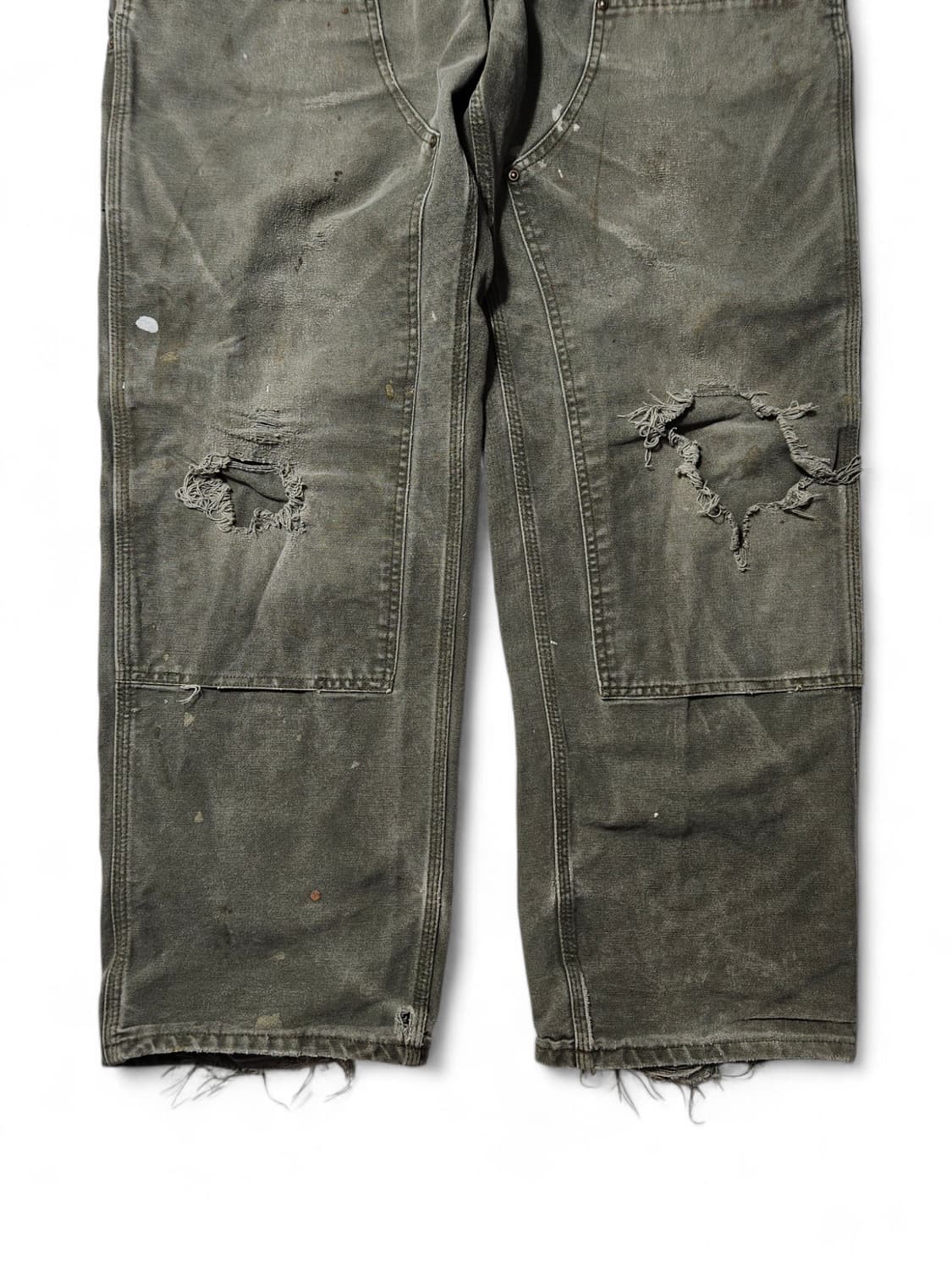 칼하트 디스트레스드 더블니 팬츠 38 하드페이딩 모스그린 상품이미지2