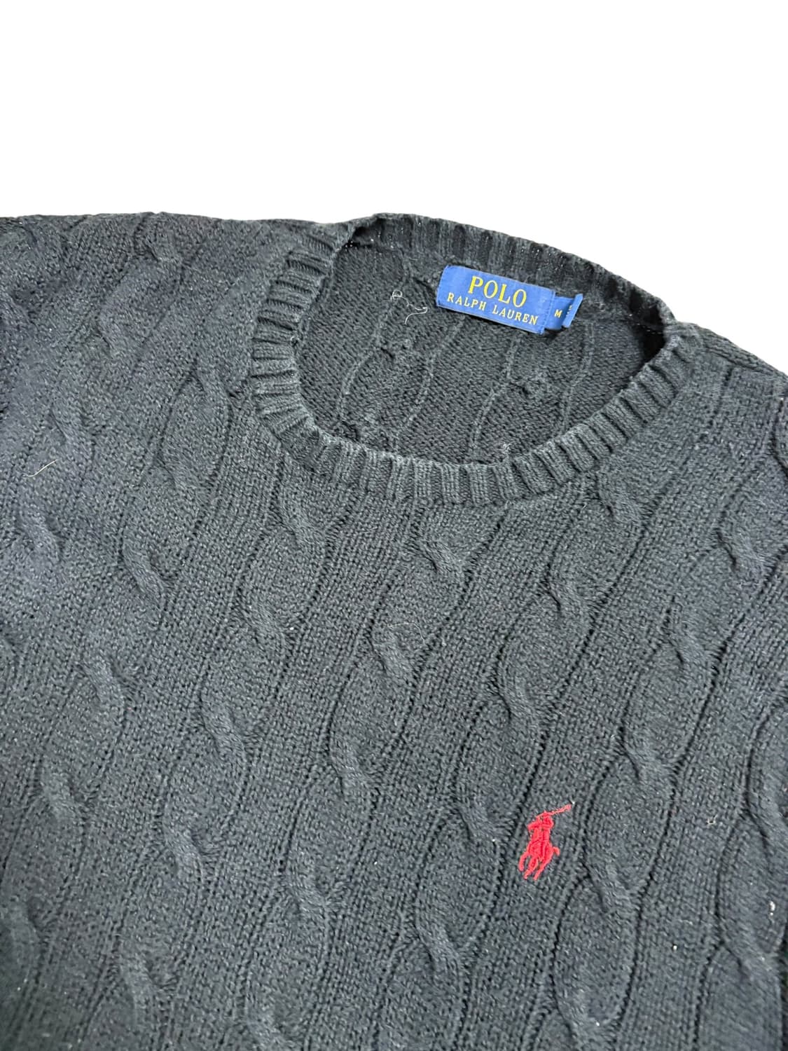 폴로 랄프로렌 케이블 니트 코튼 스웨터 블랙 상품이미지5