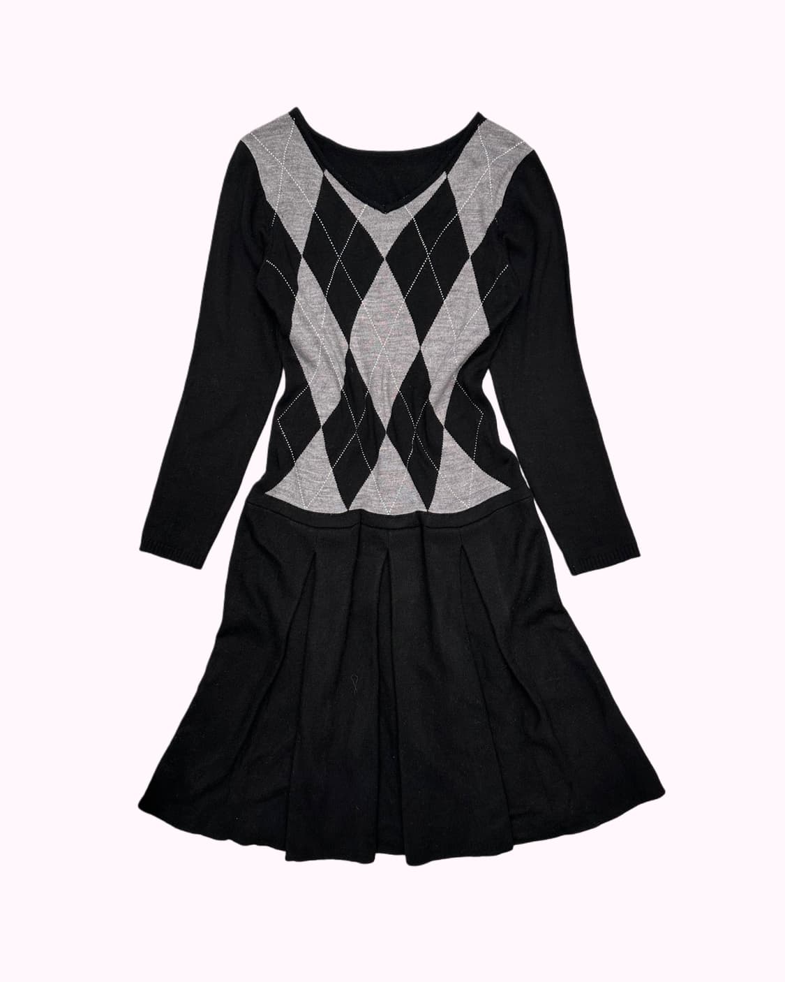 argyle knit v-neck dress 상품이미지1