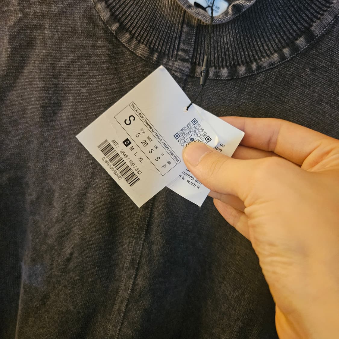 (새상품) 자라(ZARA) 에쉬드 워시드 긴팔 크롭 탑 S size 상품이미지8