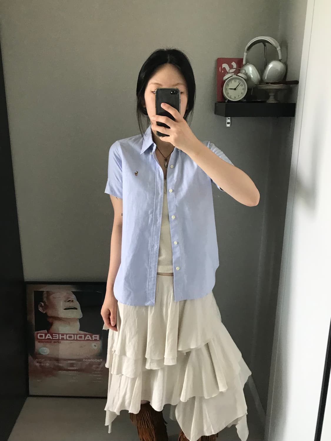 폴로 랄프로렌 포니 로고 스카이블루 반팔 셔츠 상품이미지5
