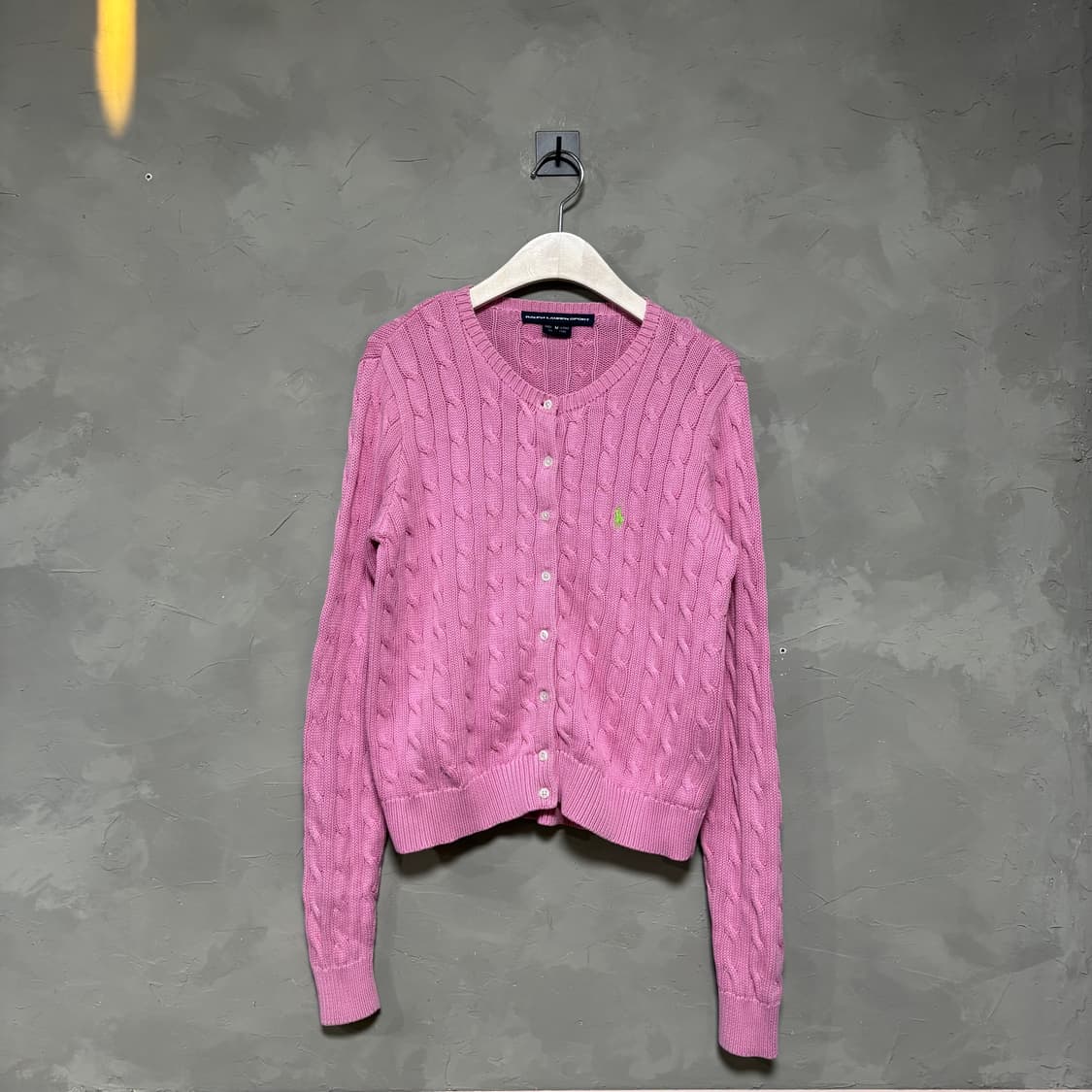 폴로 랄프로렌 꽈배기 니트 가디건 핑크 상품이미지1
