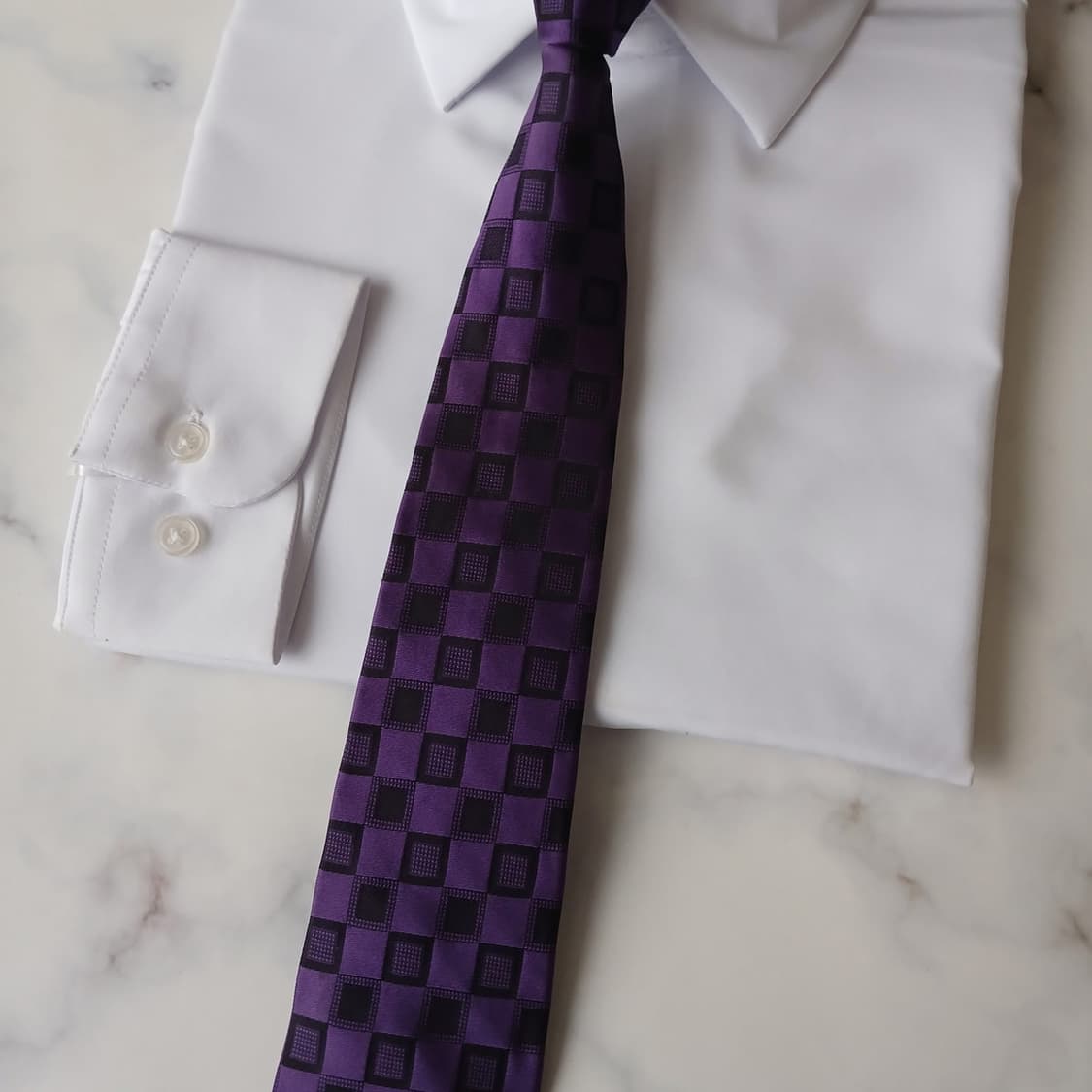 닥스 실크 퍼플 체크 패턴 넥타이 8.5cm B등급 A19524
 상품이미지5