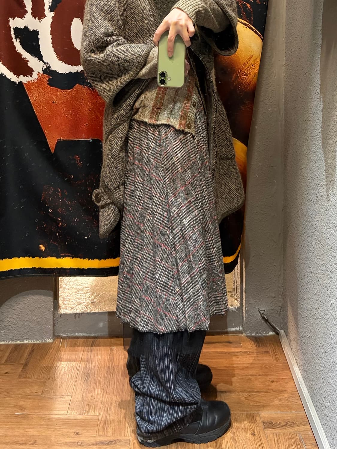 빈티지 샤 체크 플리츠 스커트 상품이미지7