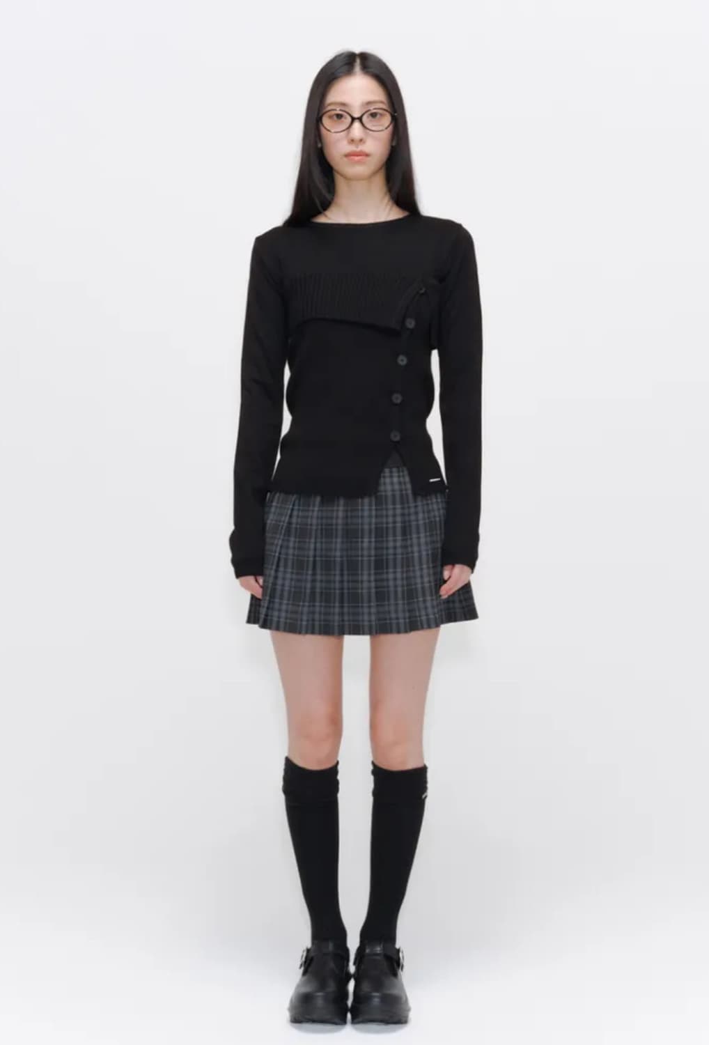 미세키서울 레이어드 플립 니트 블랙 상품이미지3