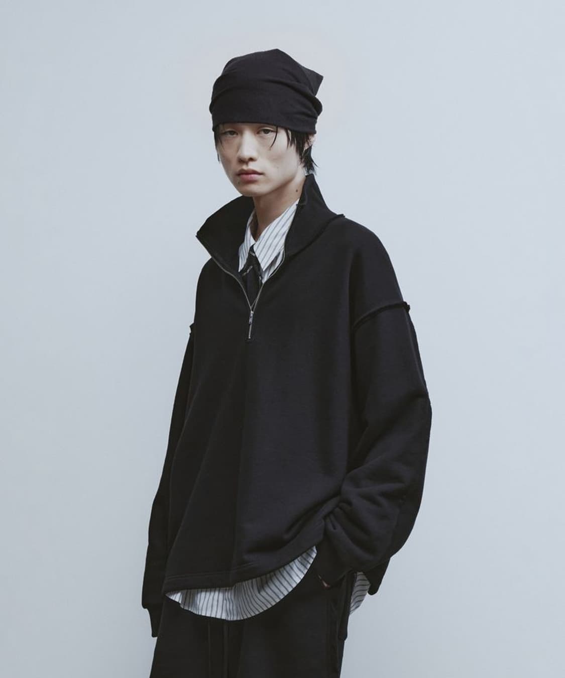 [L] 유스 컷오프 하프집업 스웻셔츠 블랙 youth 상품이미지1