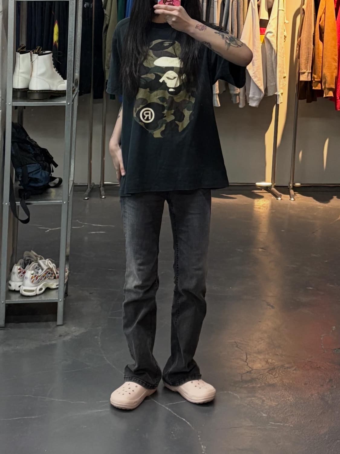 베이프 카모플라쥬 빅 에이프 헤드로고 반팔 A3134 상품이미지1