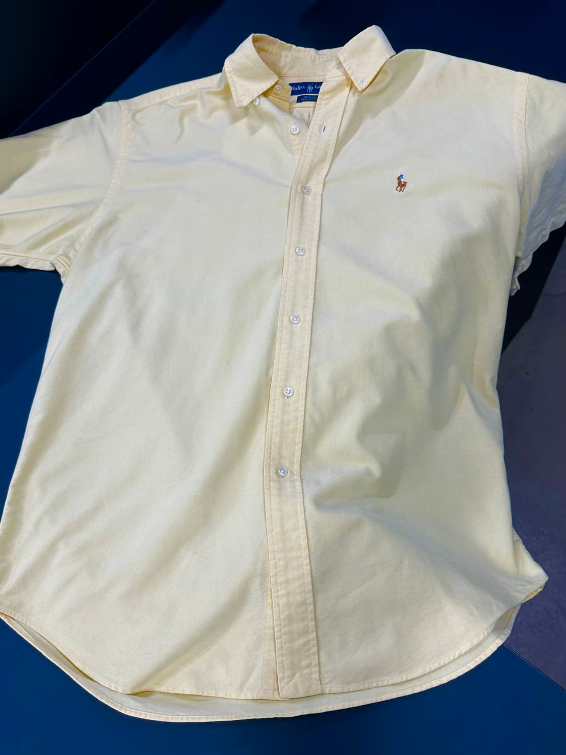 폴로 랄프로렌 옐로우 옥스포드 하프 셔츠 상품이미지4