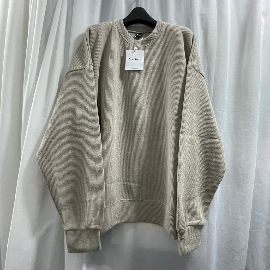 어반/ 플랙스 골지 오버핏 라운드 니트 베이지/ 3 상품이미지1