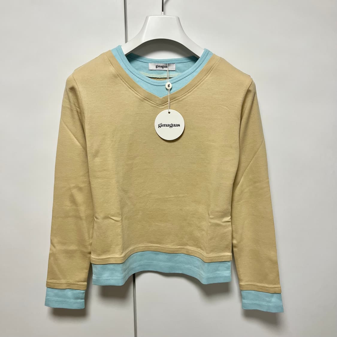 [S]기마구아스 Samm 레이어드 티셔츠/베이지 상품이미지1