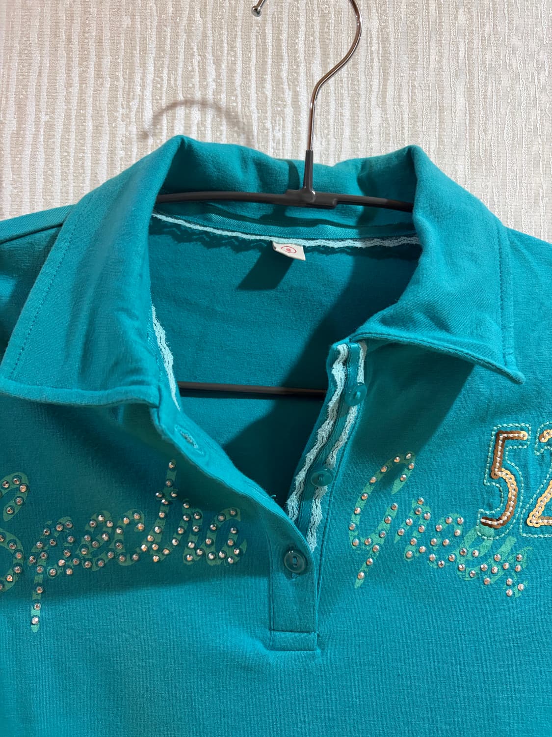 🎐청록 하구미깔 y2k 캡소매 반팔 상품이미지3