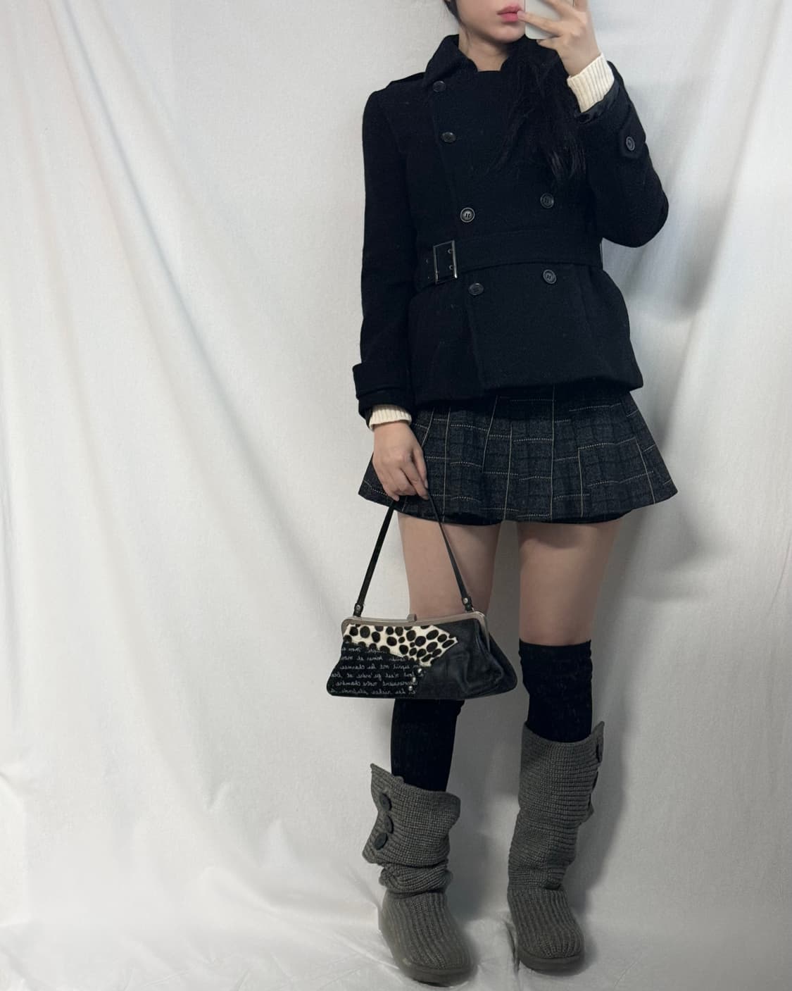 울/앙고라 벨티드 더블 버튼 코트 상품이미지6