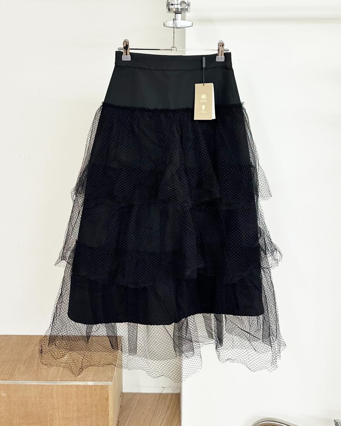 버버리 블랙 티어드 튤 에이라인 스커트  상품이미지1