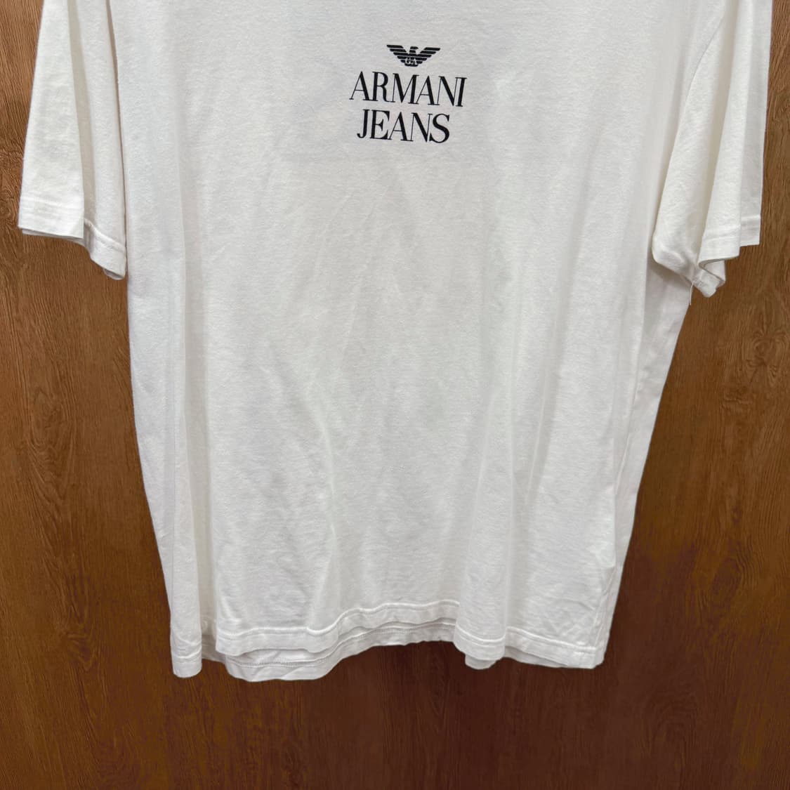 아르마니 진스 라운드넥 반팔 티셔츠 로고 프린팅 디테일 레귤러핏 화이트 상품이미지5