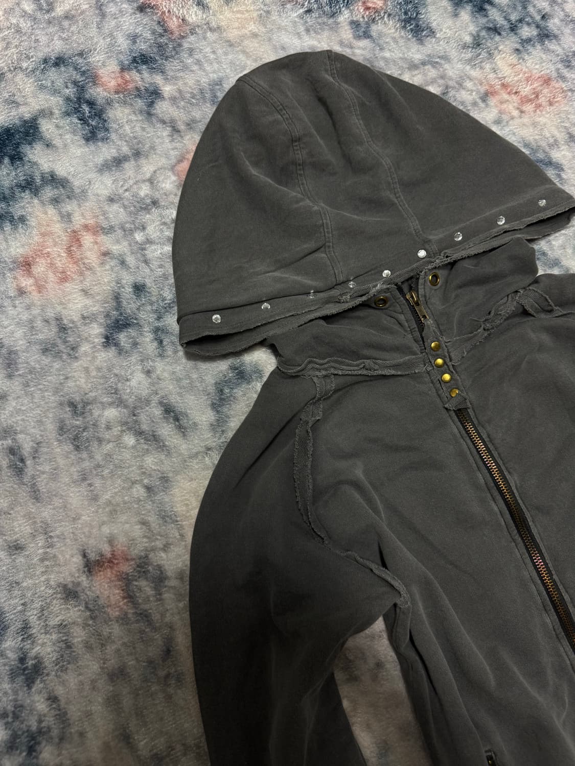 Casva 00s distressed stud grunge hoodie 상품이미지4
