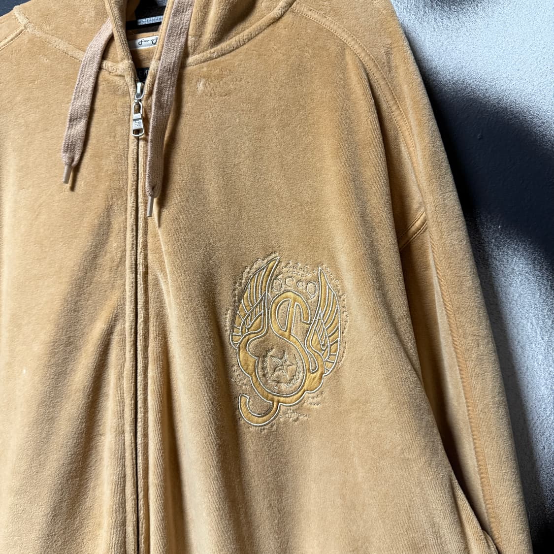 Sean John 빅사이즈 션존 풀 자수 디테일 벨벳 집업 후디 카멜 상품이미지4