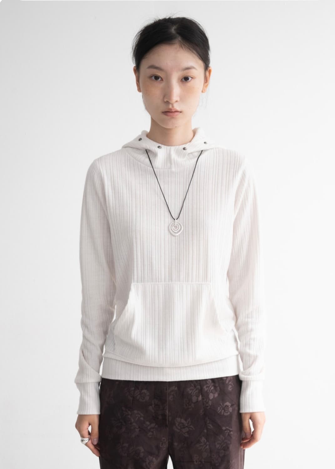 피키소사이어티 Stud Knit Hoodie (Cream) 상품이미지2