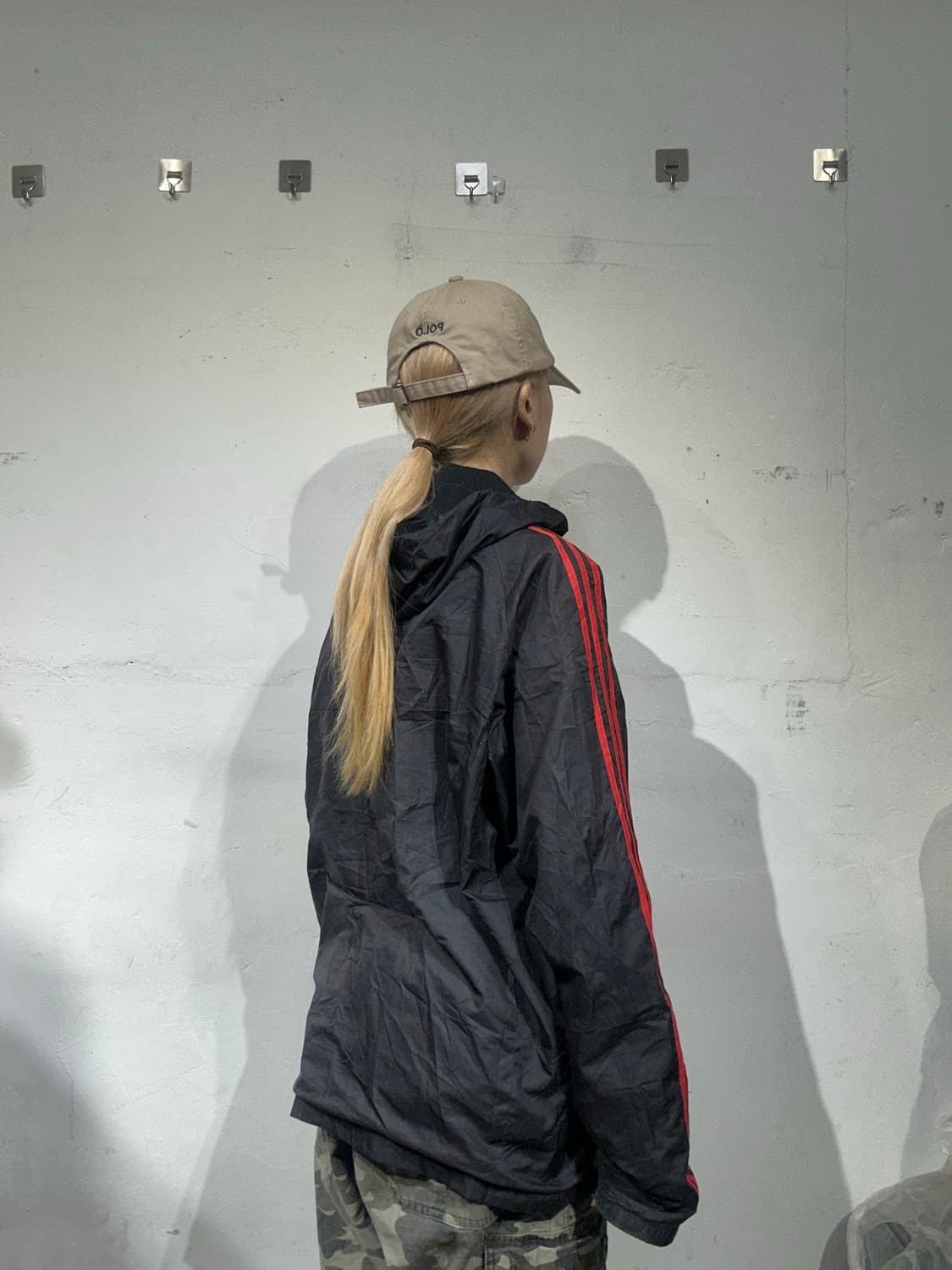 아디다스 블랙 레드 삼선 올드스쿨 후드 바람막이 자켓 L 상품이미지3