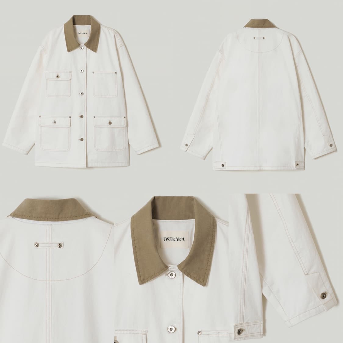 오스트카카 카라 배색 워크자켓 아이보리 새상품 상품이미지2