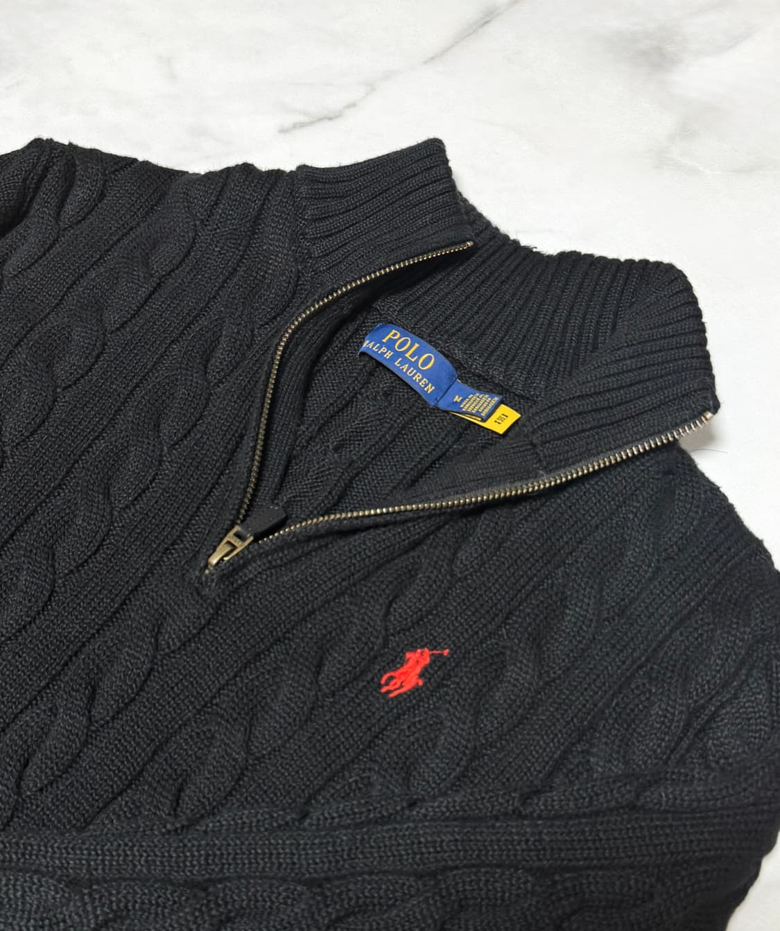 정품 폴로 반집업 니트 M 상품이미지2