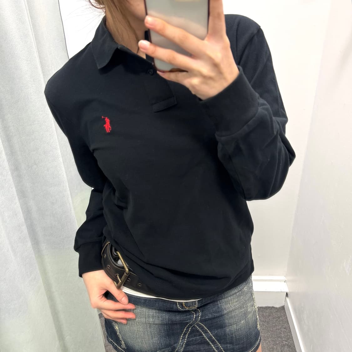폴로 블랙 긴팔 카라티 상품이미지1