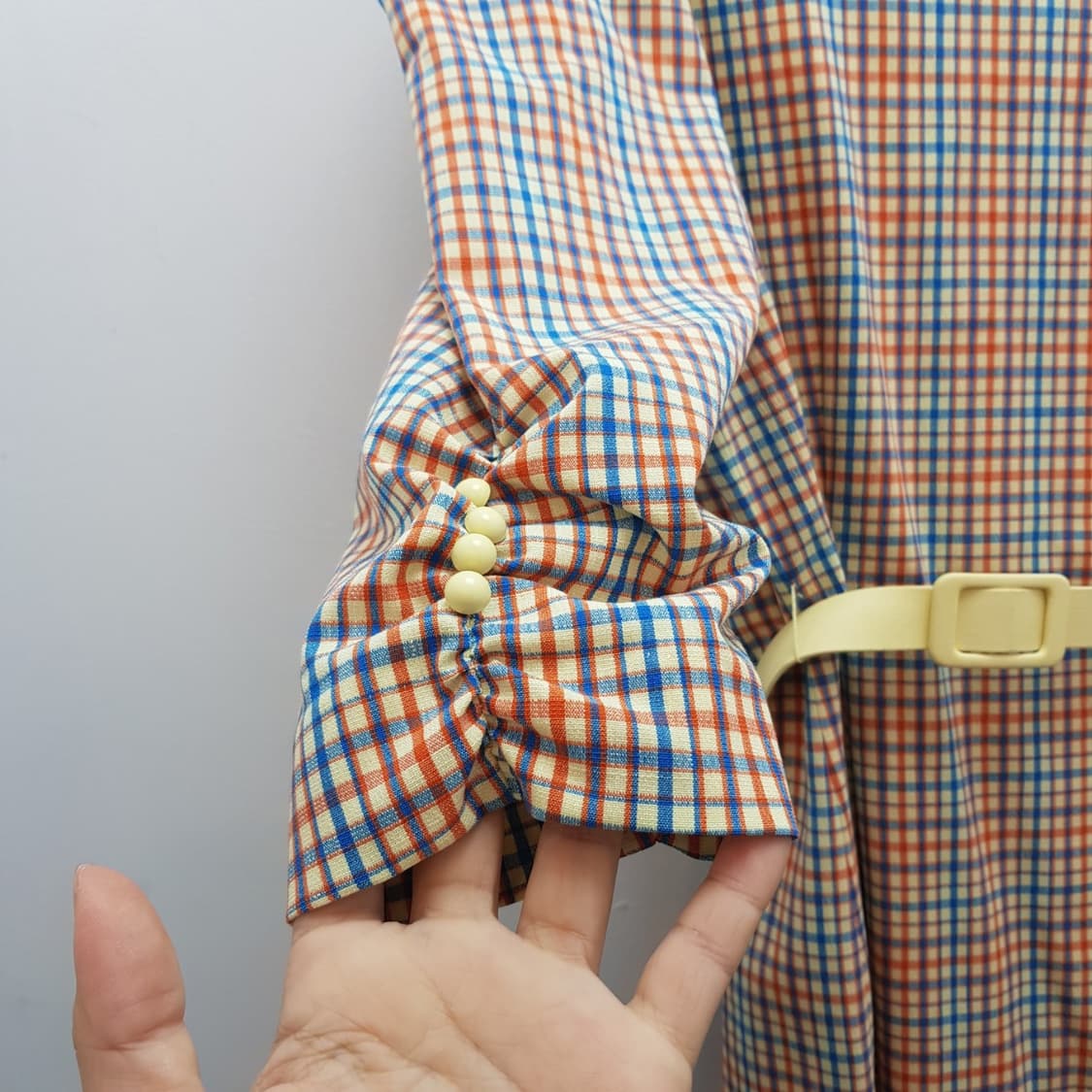 잇미샤 체크 롱 원피스 밸트 세트  상품이미지3