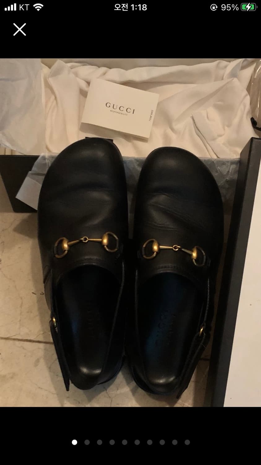 구찌 블랙 가죽 홀스빗 뮬 샌들(정품) 상품이미지1