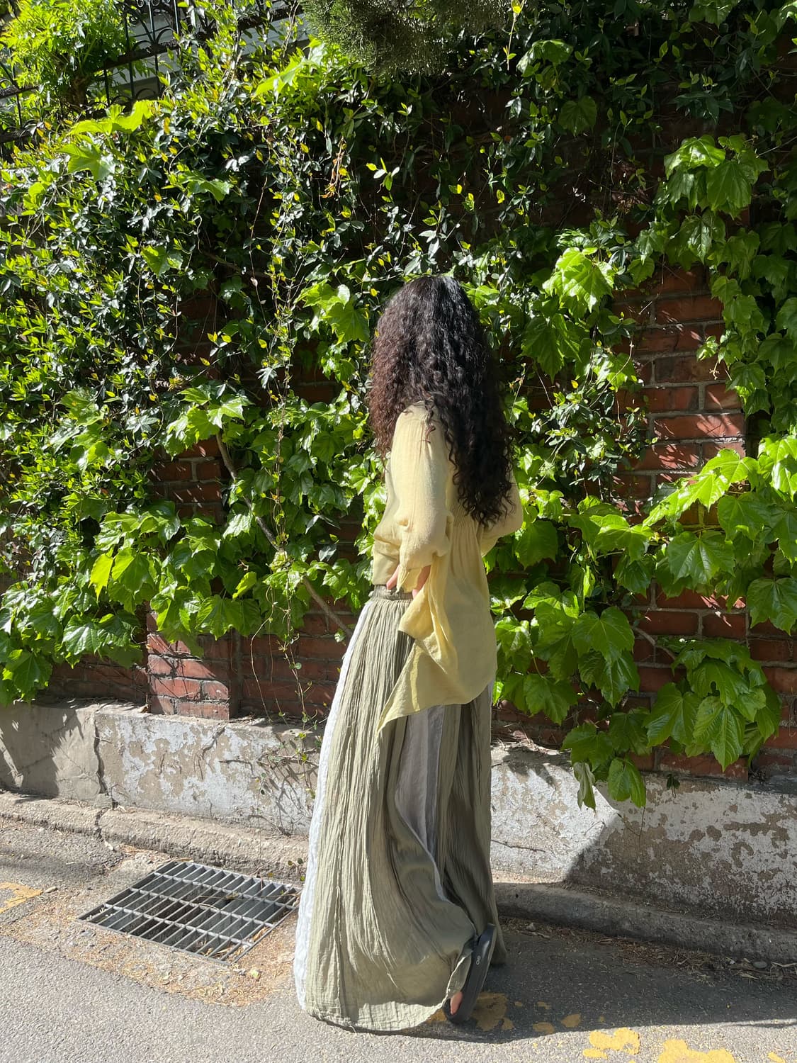 빈티지 카키 와이드 스커트 팬츠 상품이미지6