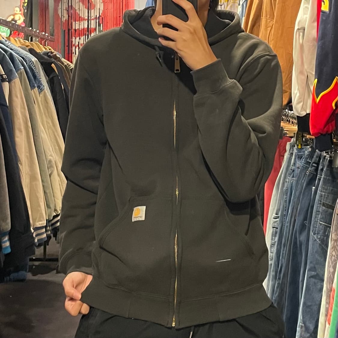 [IM] carhartt 칼하트 블랙 사이드 레터링 후드집업 상품이미지4