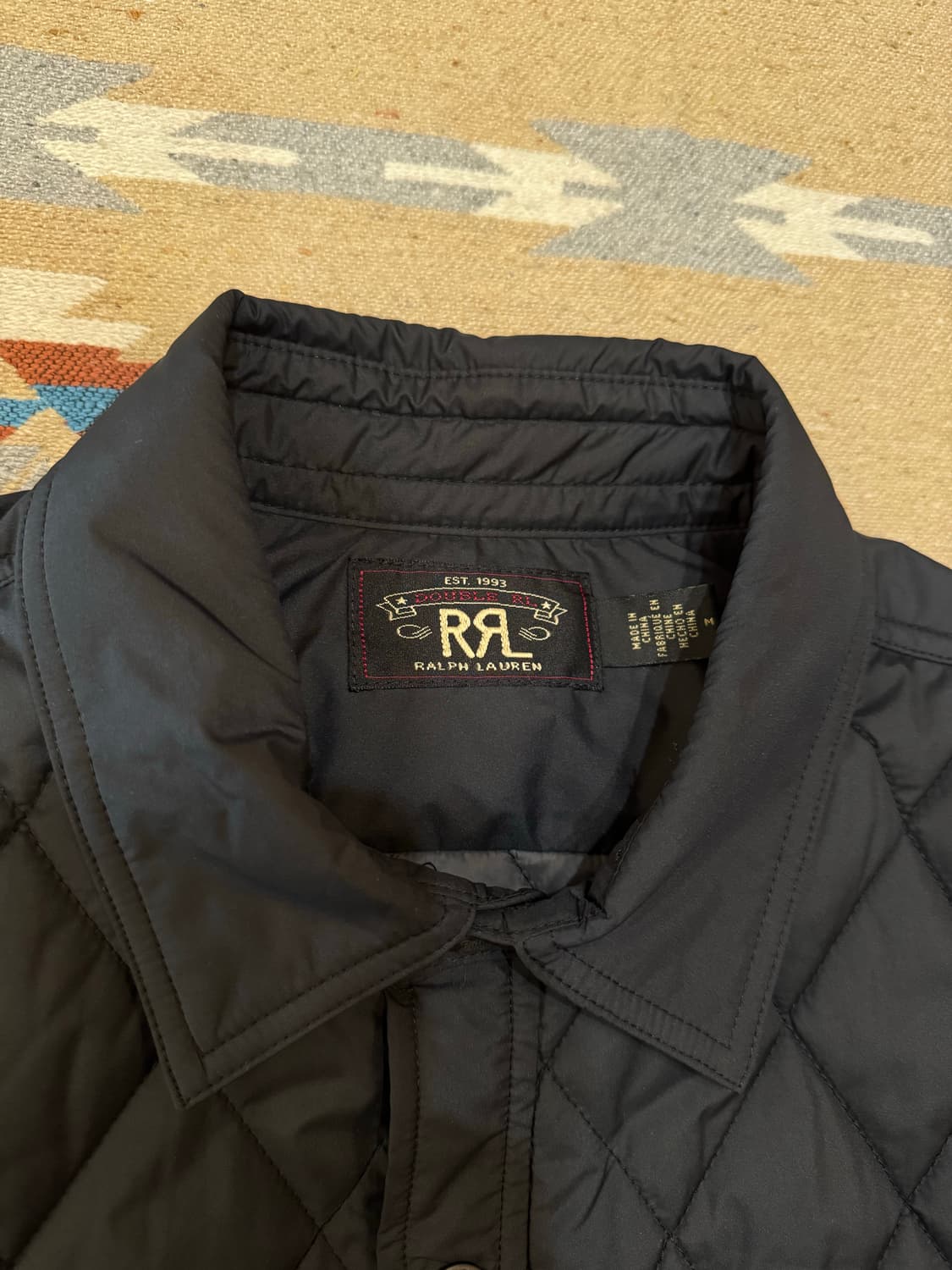 [M] RRL 더블알엘 퀼티드 셔츠 자켓 블랙  상품이미지5