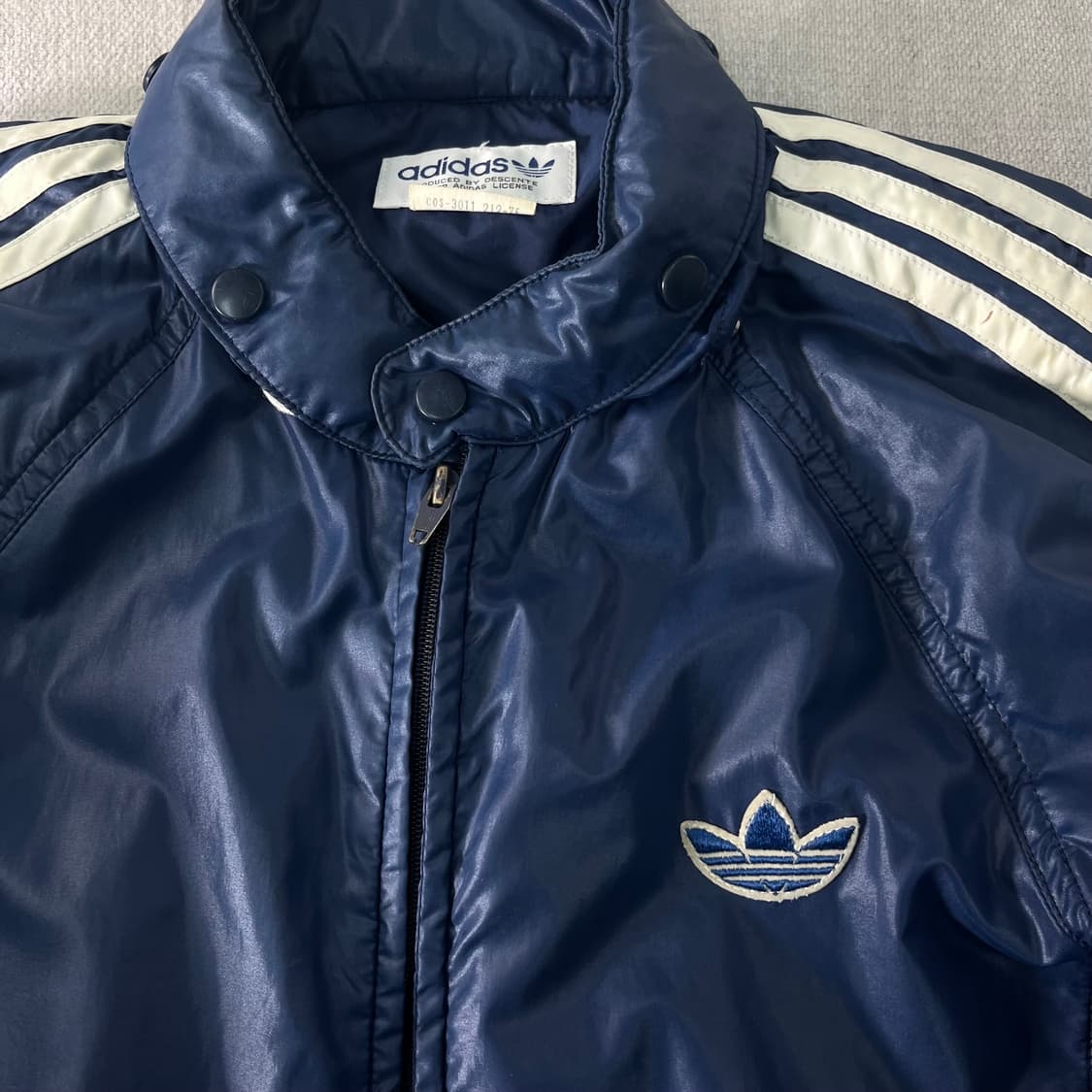 100 아디다스 80s 서독 네이비 나일론 바이커 자켓 상품이미지2