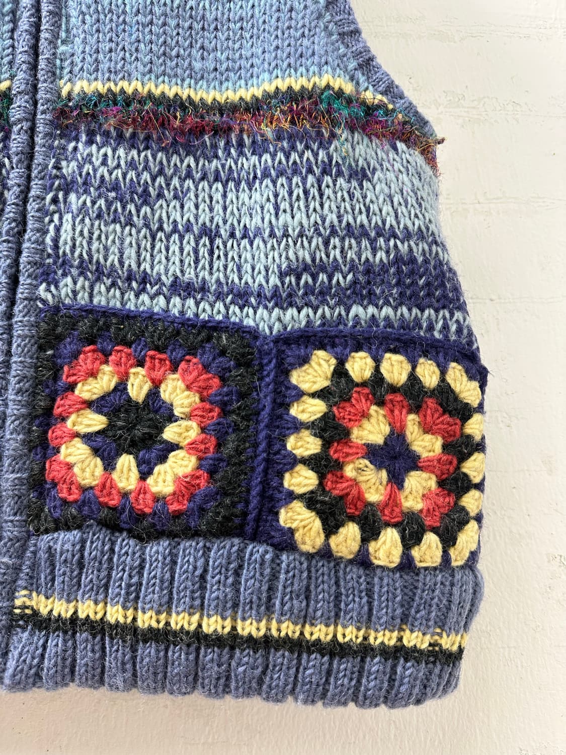 일본빈티지 TiTiCACA 티티카카 모티브 핸드메이드 후드 니트 베스트 상품이미지4