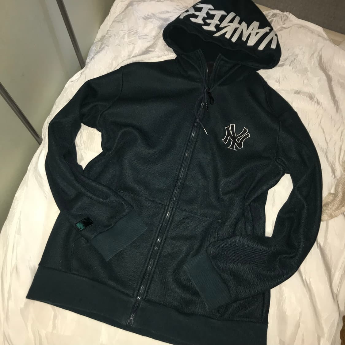 MLB 엠엘비 기모 다크그린 와플 후드집업 상품이미지3