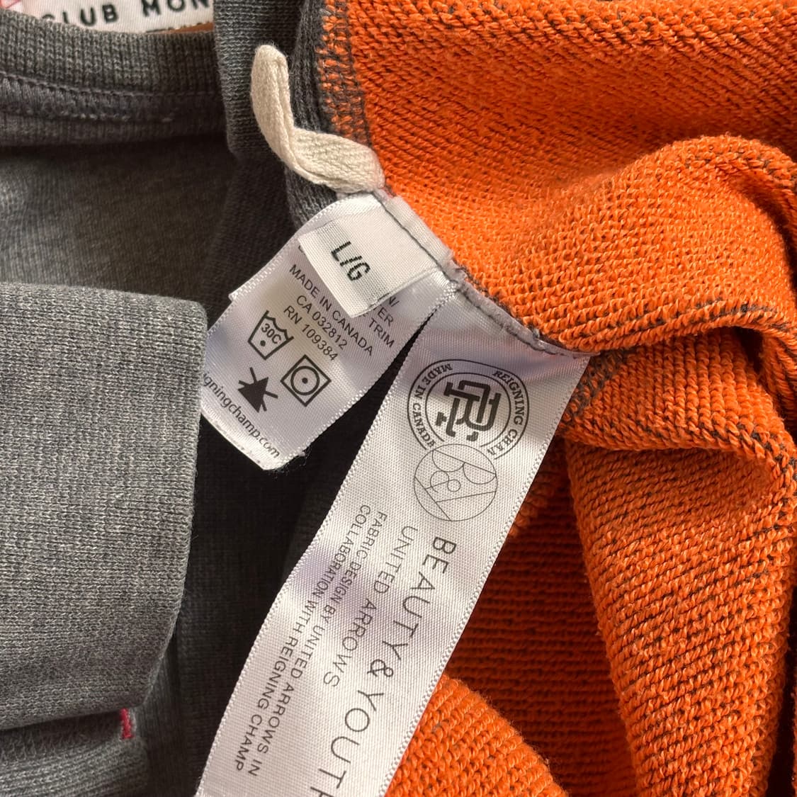 레이닝 챔프 맨투맨 티셔츠 L 입체적인 디테일 캐니다 상품이미지7