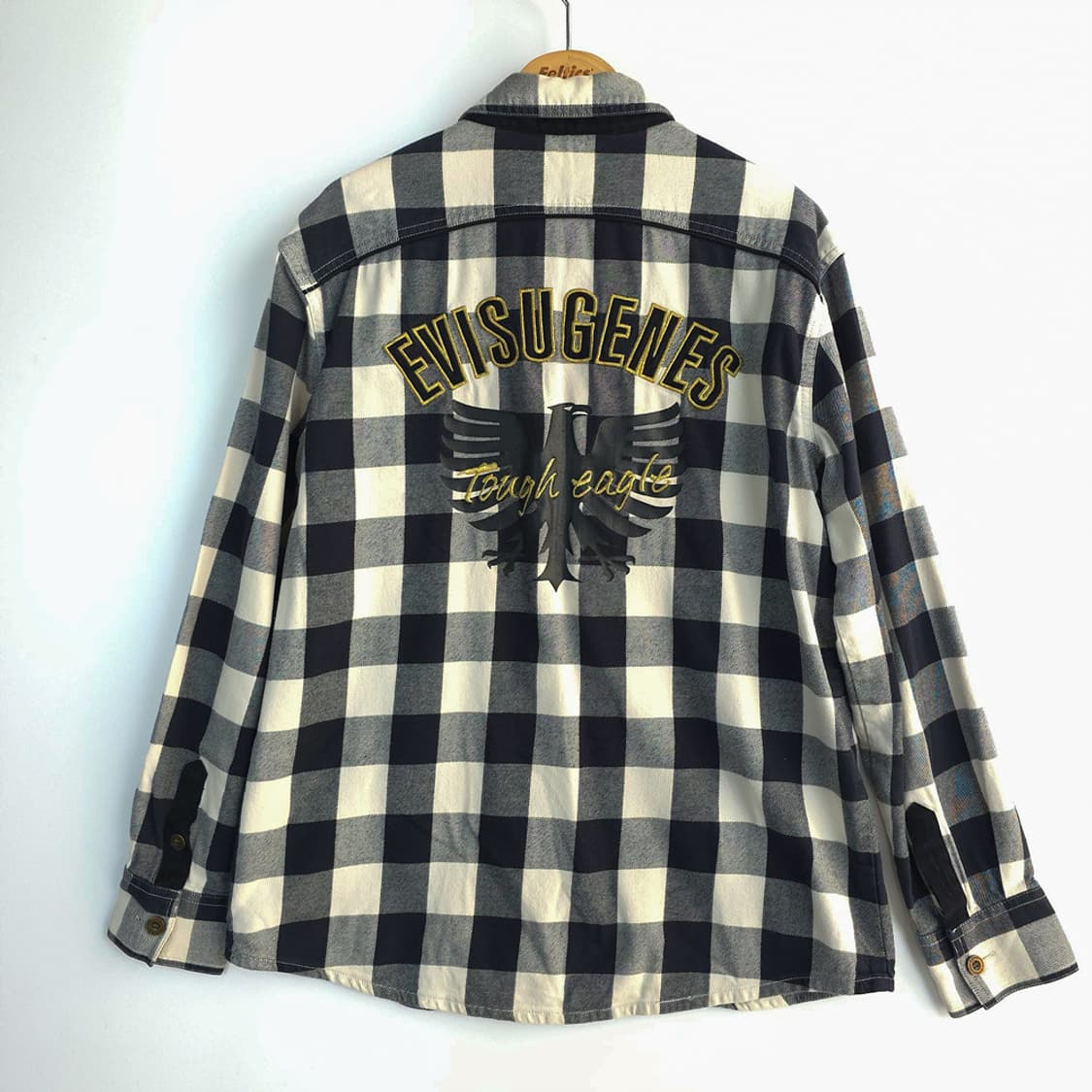 에비수 EVISU 체크 셔츠 블랙/화이트 XL 상품이미지6