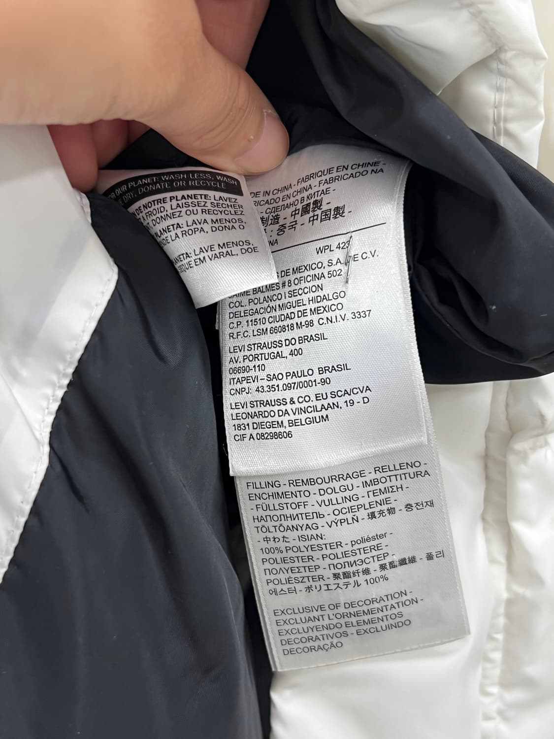 리바이스 솜 롱패딩 화이트 상품이미지5