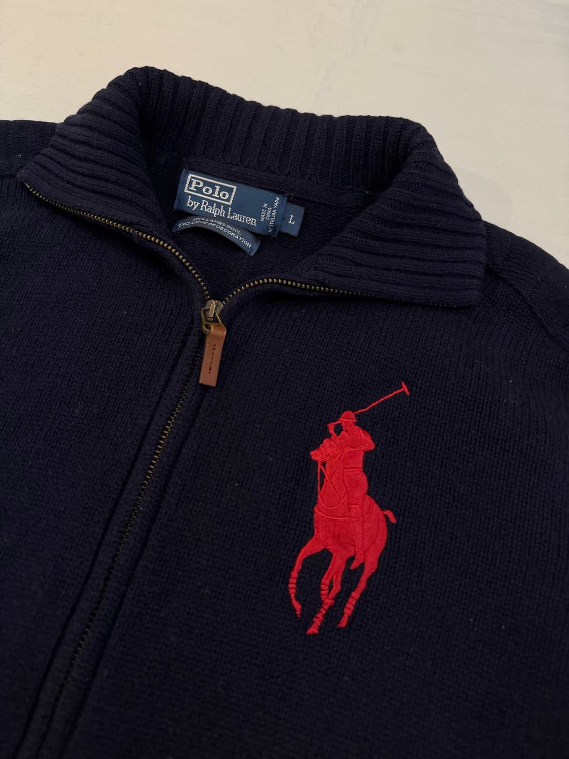 폴로 빅포니 치프키프 램스울 투웨이 니트집업 네이비 상품이미지2