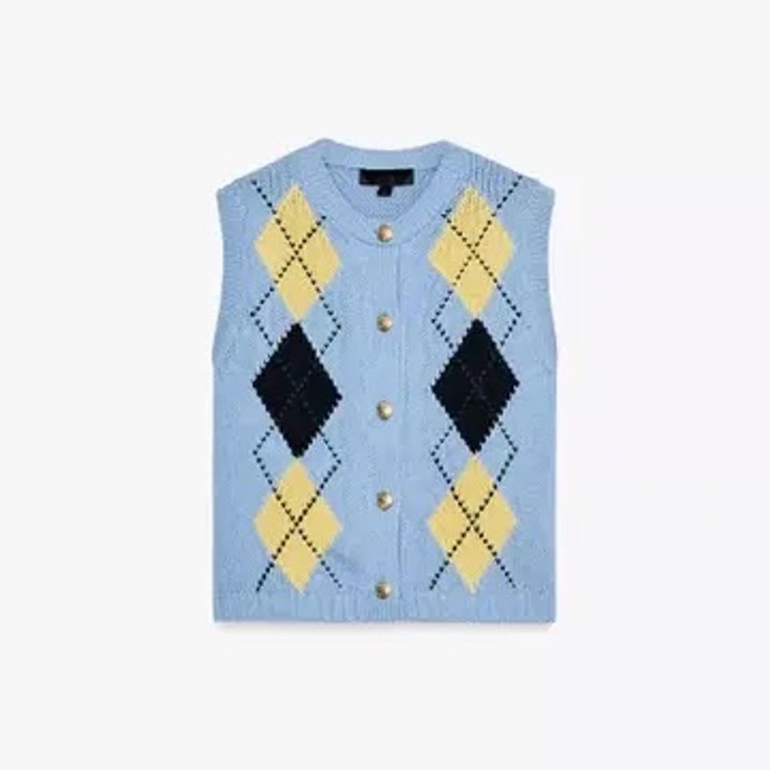 [택0새상품] 자라 아가일 니트 베스트 - L 상품이미지2