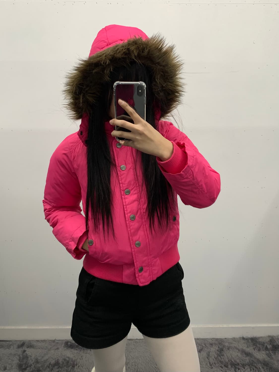 Gap y2k 핑크 퍼 푸퍼 다운 상품이미지1