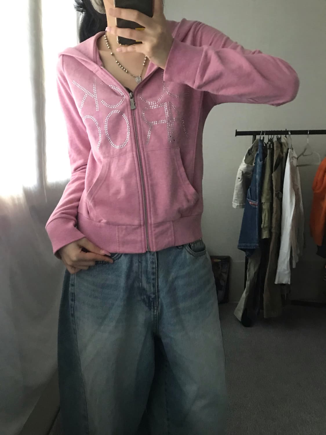 버카루 핑크 큐빅 후드집업 상품이미지4