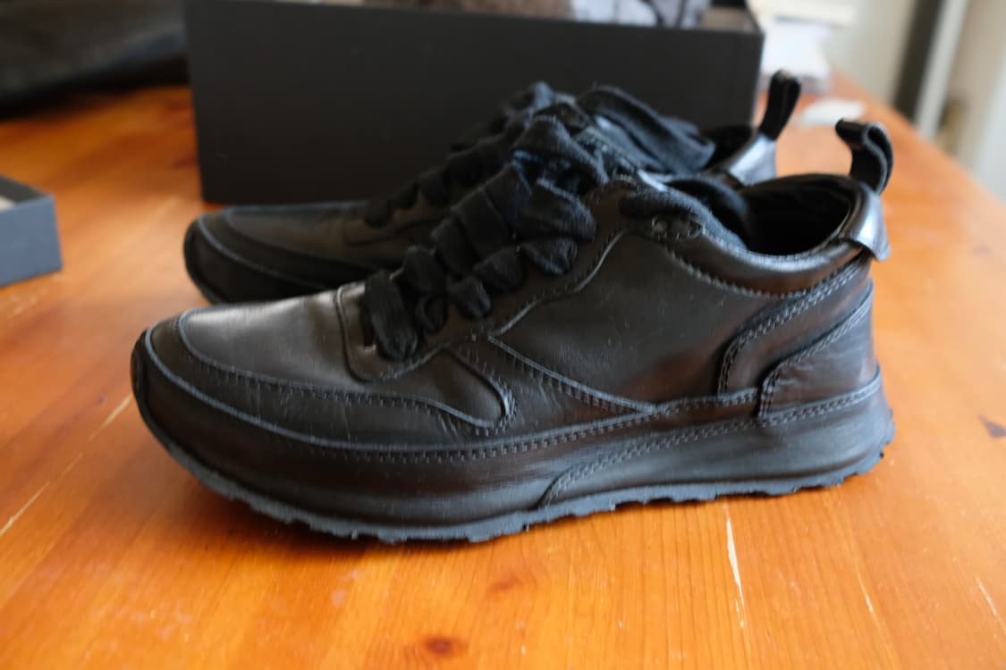 앤 드뮐미스터 Vitello Olio Nero 가죽 스니커즈 브랙 230 상품이미지6