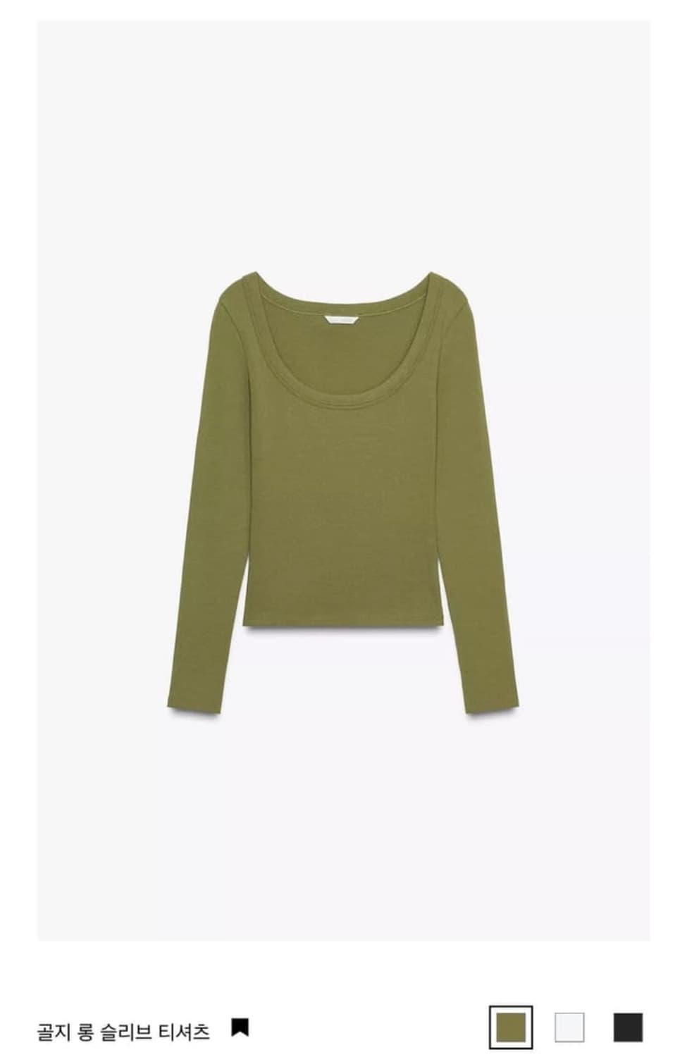 자라 u넥티 올리브색 상품이미지1